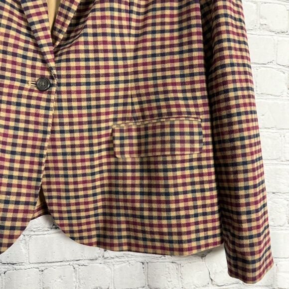 Merona Y2K Blazer Jacket Gingham Checked Multi Plaid Academia Preppy 16 - Picture 4 of 11